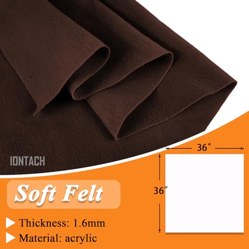 Image of IONTACH 36 inch X 36 inch Brown Soft Felt Fabric 1.6mm Thick