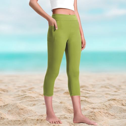 Girls Capri Leggings Tummy Control High Waisted Butt Lifting Tights Gym Yoga Workout Cropped Pants with Pockets2