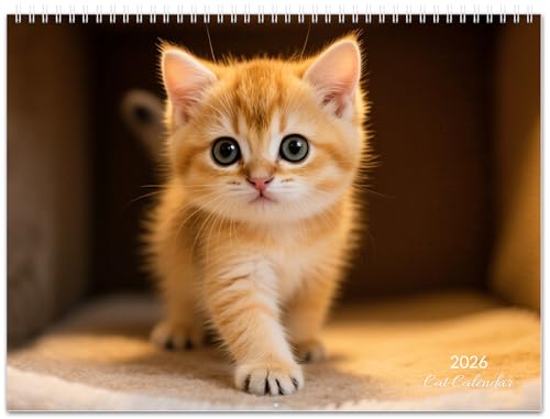Cat Calendar 2026 Calendar,Cute Kitten Wall Calendar,Large Bookstore-Quality,Spiral-Bound Hanging Monthly Wall Planners for Kitchen & Office,Pet calendar - 11x17Inch(Open)