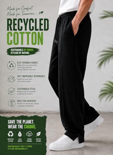 Image of ENDEAVOUR WEAR Men's Baggy Oversized Track Pants | Premium Cotton Rich Fabric | Straight Loose Fit Non-Cuffed | Gym, Streetwear & Casual Comfort Track Pants Lounge Pants