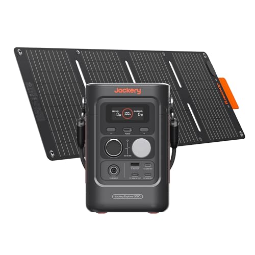 Jackery Explorer 300D - Power station portatile con pannello solare da 40 W, batteria LFP da 288 Wh, potenza DC 300 W, ultra leggero e compatto, per campeggio, attività all'aperto, casa, camper
