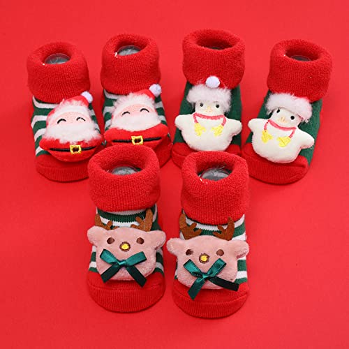Infant Christmas Socks Booties Soft Baby Santa Print Winter Warm Fleece Slippers Snow Boots Soft Sole Crib Shoes3