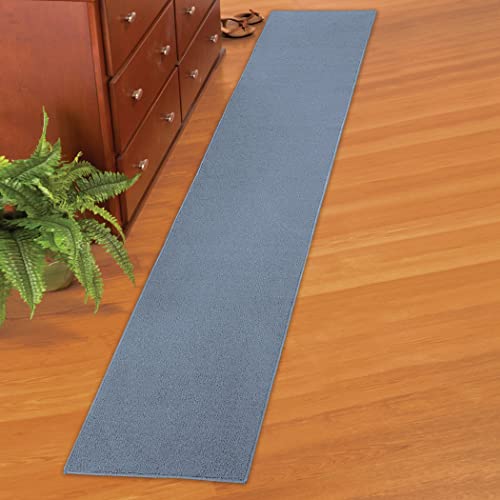 Collections Etc Extra Long Skid-Resistant Floor Hallway Kitchen Runner Rug, Blue, 20" X 90" #TOP1