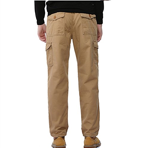 Men's Winter Cotton Fleece Lined Cargo Work Causal Pants3