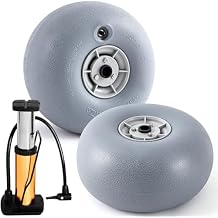 Lenwen 2 Pack PU Beach Balloon Wheels Beach Cart Tires Replacement Big Sand Wheels with 1 Air Pump for Kayak Canoe Cart Rolling Walker Wheelchair and Boat