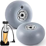 Lenwen 2 Pack PU Beach Balloon Wheels, 12 Inch Beach Cart Tires Replacement Big Sand Wheels with 1 Air Pump for Kayak, Canoe Cart, Rolling Walker, Wheelchair and Boat