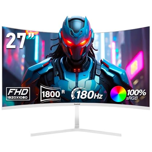 Gawfolk Curved Gaming Monitor 27 Inch 180HZ Full HD 1080P Computer Monitor, 1ms GTG with FreeSync,Low Motion Blur, Eye-Care Technology