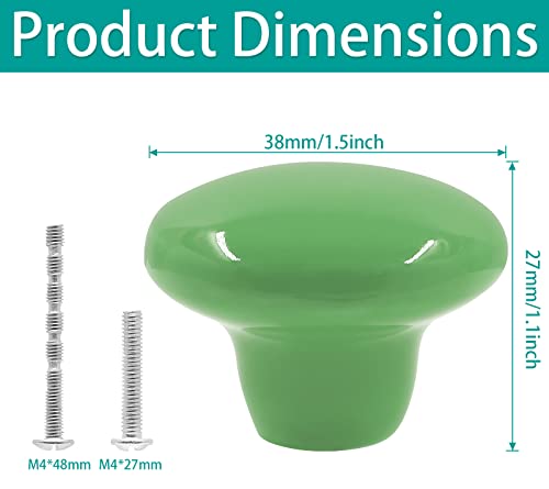 Auvotuis 10Pcs Cabinet Ceramic Knobs, 1.5Inch/ 38Mm Green Cute Drawer Knobs Round Dresser Knob Pull Handles With Screws For Cupboard, Wardrobe, Kitchen, Bedroom, Door, Kids' Room #TOP1