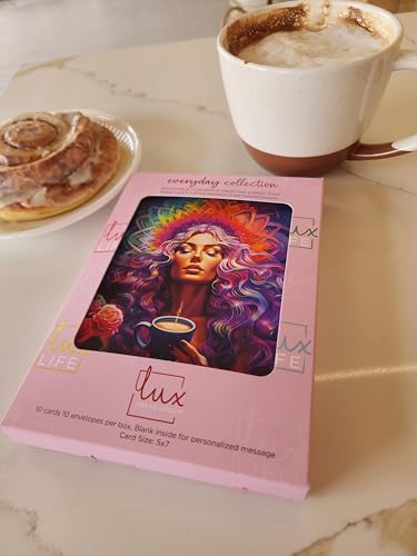 Image of Performing Arts Divine Feminine Greeting Card with Envelopes - Spiritual Awakening Art Collection - Blank Inside 5x7 Note Card - 10 Pack Of Cards And Envelopes - Artistic Portrait Card