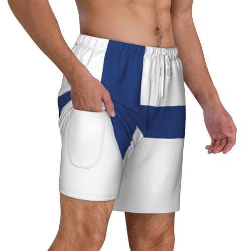 Finnish Flag Breathable Fit Trends Men's Swim Trunks Board Short with Waist Elastic Band Swimming Trunks3