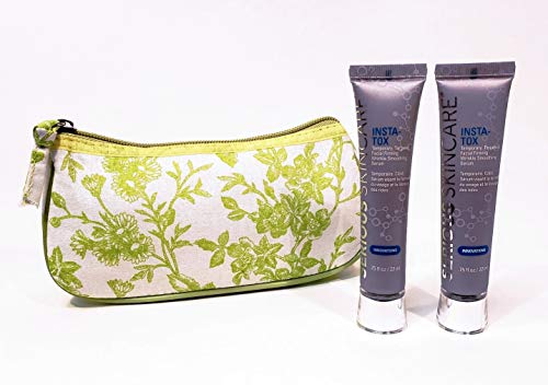 Instant Facial Wrinkle Line Filler Pore Minimizer Serum Serious Skincare INSTA-TOX Facial Firming Wrinkle Smoothing Serum DUO with Bonus Cosmetic Bag (2) .75 oz