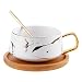 Produktbild Richaa Cappuccinotassen mit Unterteller Marmor Espressotassen aus Porzellan Marmor Keramik Kaffeetassen Becher Teetassen für Frau Mann Geburtstag Valentinstag Muttertag Hochzeitstag Weiß 300ml