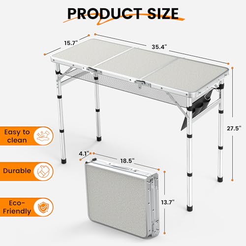 WildFinder Mesa de Camping Plegable, 35.4 x 15.7 x 27.5 pulgadas, Portátil miniatura 3