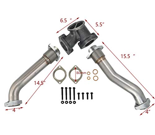PowerStroke Turbo Diesel Manifold Bellowed Up Pipes Kit Compatible with Ford 1999-2003 7.3L 679-005 F-250 F-350 Super Duty