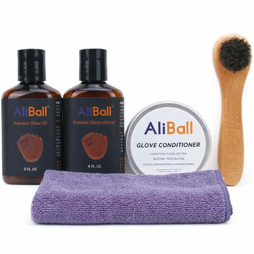 AliBall Baseball Glove Maintenance Kit for Baseball/Softball Gloves All-in-One Solution with Baseball Glove Oil Scrubbing Brush and Cloth for Ultimate Glove Care (Essential Standard Kit)