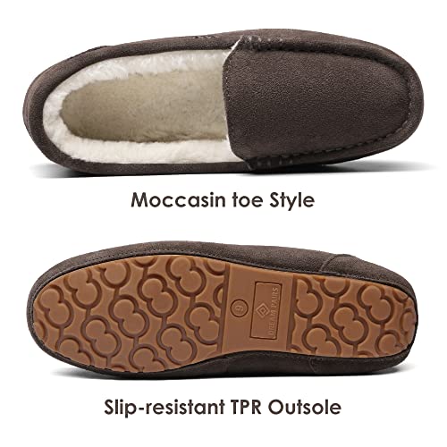 Dream Pairs Women's Auzy-01 Fuzzy House Slippers Cozy Faux Fur Micro Suede Moccasins Slip On Loafer Shoes For Indoor And Outdoor, Brown, Size 6.5-7 #TOP2