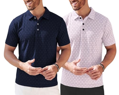 Image of TAGDO Men's Cotton Premium Casual Jacquard Fabric Polo T Shirt for Man | Collar | Half Sleeve | Comfortable Fit with Modern Style | Trendy Look (2067)