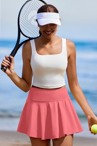 Image of PINSPARK Womens Tennis Skirt Pleated Athletic Skirts with Pockets Shorts High Waisted Golf Skort for Workout Pickleball