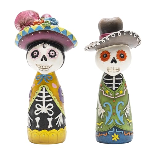 Bechivie 2 Pcs Day of The Dead Figurines, 5.8