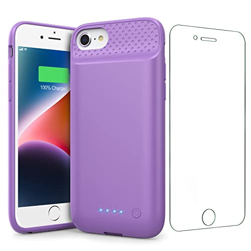 Battery Case For Iphone 8/7/6/6S/Se(2022/2020),[7000Mah] Ultra-Slim Battery Charging Case, Rechargeable Protective Extended Battery Charger Case For Iphone 8/7/6S/6/Se(3Rd&2Nd Generation)-Purple #TOP15