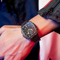 OLEVS Black Watches for Men Luxury Tonneau Square Skeleton Dress Mens Watch — image 3