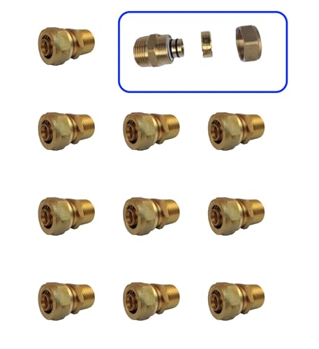 gasFlex 1" MALE Brass Fitting, 2025 tubing one end & 1" Male MNPT other end (BOX x 10)