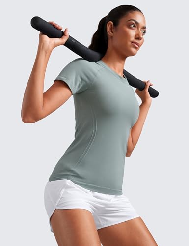 Image of CRZ YOGA Seamless T-Shirt Hip Length | Training, Chafe-Free, Slim Fit, Raglan Sleeves, Mesh Vents, Workout, Short Sleeve Tops for Women