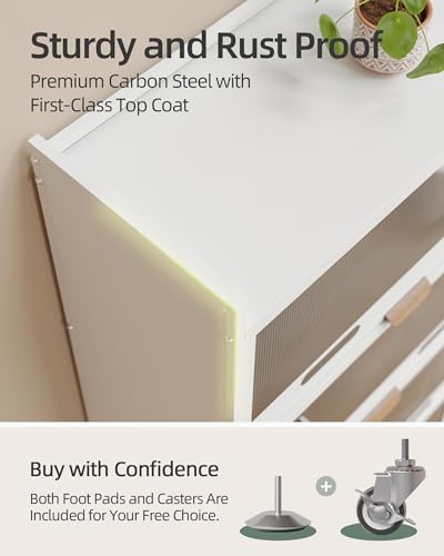 NETEL Kitchen Storage Unit,Kitchen Cabinets, Kitchen Cupboard with Wheels and Transparent Door,Kitchen Furniture,Pantry Cupboard,Bakers Rack,Kitchen Standing Shelf Unit - Image 4