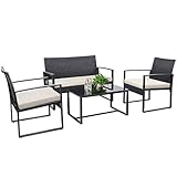 Tuoze 4 Pieces Patio Furniture Set Outdoor Patio Conversation Sets Modern Porch Furniture Lawn...
