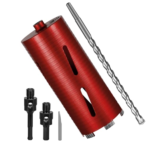 SALI Diamond Core Drill Bits 4 1/4" Diameter 10"/254mm Drilling Depth 5/8-11" Thread Core Bit Turbo Laser-Welded Segments for Cured Concrete with Brick Block Masonry with Two Adapters(Red) by SALI - Used condition - US$51.05
