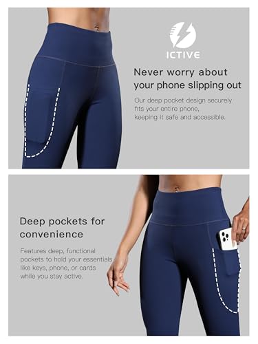 Workout Leggings for Women Athletic Capris with Pocket Activewear for Sports Yoga Running Pilates Gym Pants, Dark Blue, Small - Image 5