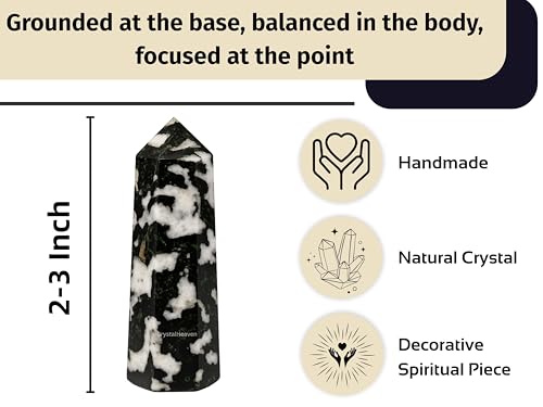 Image of Certified Black and White Tourmaline Crystal Tower Obelisk Point for Chakra, Healing and Balancing - AAA Grade Original Certified Gemstone Agate for Reiki Meditation Yoga Spiritual (2-3 Inches)