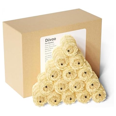 Fire Starter, Diivoo 50 pcs Charcoal Starters for Grill, Fire Pit, Fireplaces, Campfires, Tumbleweeds Fire Starters Made with All Natural Wood, Waterproof Firestarter for Outdoor Camping Cover
