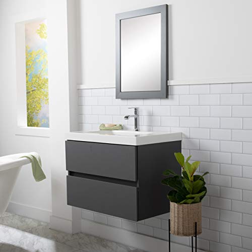 Spring Mill Cabinets Innes Floating Bathroom Vanity With 2 Drawers And White Sink Top, 30.5" W X 18.87" D X 22.25" H, Cement #TOP3