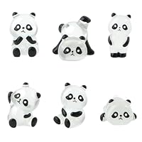 ZAYIO 6PCS Resin Animals Glow Panda Miniatures, Glow in the Dark Mini Animal Panda Figurines for Glow Landscape Decoration, Tiny Resin Animals for Home Garden & Desk Decor, Cute Collectible Figurines