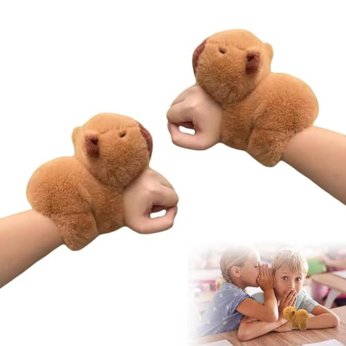 NALACAL Capybara Plush Toy Stuffed Animals Slap Bracelet Plush Animal Wristband Capybara Doll Gift for Boys and Girls Capybara Slap Rings Cute Capybara Stuffed Toy Home Decoration (2Pcs)