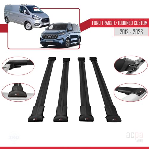 Barres de toit Ford Tourneo Custom V362 robustes en alliage noir
