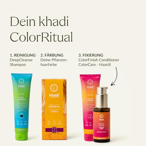 Foto von khadi SONNENBLOND Pflanzenhaarfarbe - Haarfarbe für glänzendes Honigblond bis zu sommerlichen Rotblond - 100% pflanzlich & natürlich - 100g