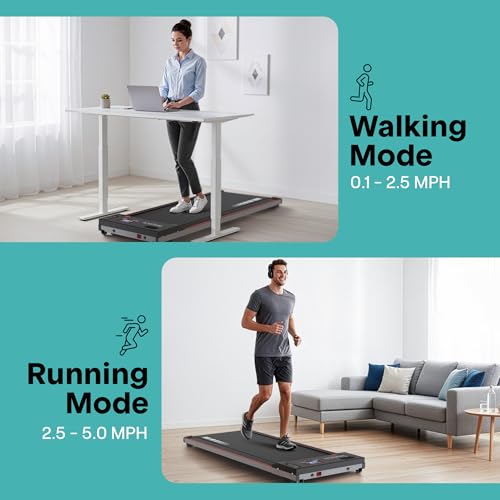 Image of SereneLife Portable Foldable Treadmill with Remote Control, 8.7 MPH Smart Speed Control, Treadmills for Home, Under Desk Treadmill for Home Office, Shock Absorption, App Support, 265lbs Limit