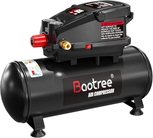 4 Gallon Portable Air Compressor, 0.5HP Motor 0.6SCFM@90 PSI,1.0SCFM@40PSl Max 110PSI Oil Free Air Compressor Tank, Garage Air Compressors for Car Repair, Spray Painting, Woodwork Nailing