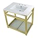 Kingston Brass VWP3122W8B6 Quadras Console Sink, White/Polished Nickel