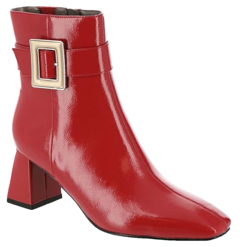 Masseys Women's Sydney Patent Buckle Boots 8.5 M Red