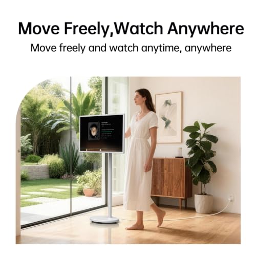 Image of HORION 32 inch Portable Google TV 1080P FHD Rolling Smart TV with Wheel Stand