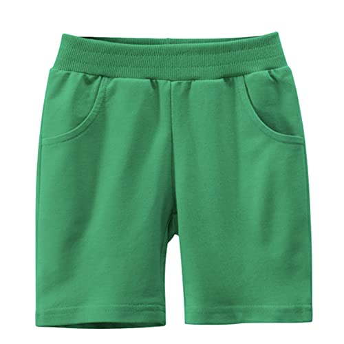 imKutie Toddler Boys Shorts Kids Cotton Elastic Waist Joggers Trousers Casual School Shorts Solid Sports Bottoms with Pockets for 1-9 Years Green