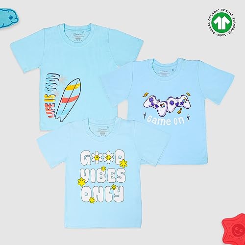 Image of Kidbea Baby Boys 100% Bamboo Soft Cotton Half Sleeve T-Shirt Multicolor
