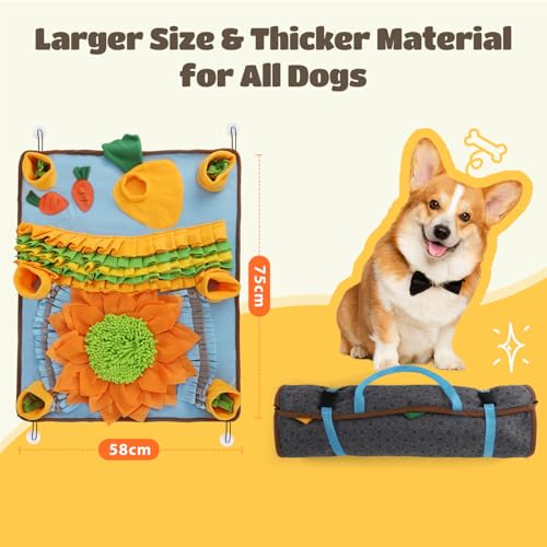 Nobleza Alfombra Olfativa Juego de Inteligencia para Perros, Juguete Interactivo, Estera de Alimentación Lenta para Entrenamiento de Forrajeo, Ventosas Antideslizantes, Snuffle Mat L75*W58CM Blue - imagen 7