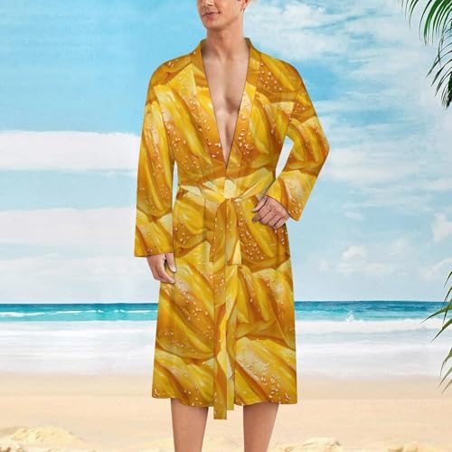 Bread Funny Men's Robe Soft Lightweight Bathrobe Long-sleeve Spa Robes2