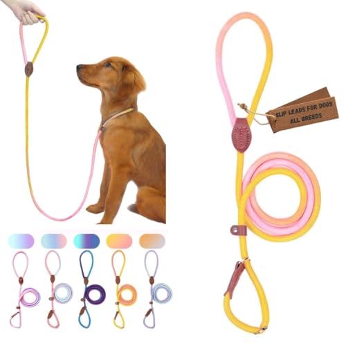 Bee N Buu Slip Leads for Dogs 5 FT Pastel Rope Leash, Soft Slip Lead Dog Leash with Adjustable...