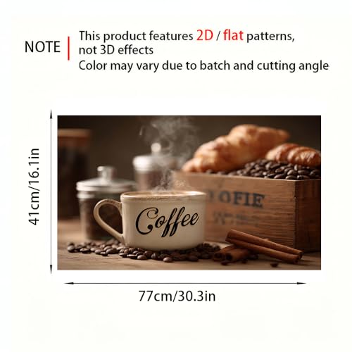 Image of Coffee Cup Croissant Backsplash Peel and Stick, 30x16 in