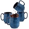 Hasense Coffee Mug Set of 4 12 Ounce Ceramic Coffee Cups with Handle Large Mug Set for Coffee Tea Chocolate Modern Mug Gift for Men and women Dishwasher Microwave SafeBlue